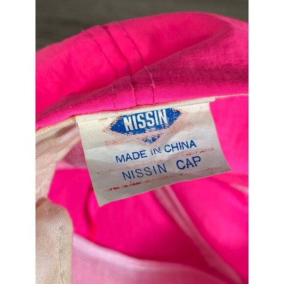 Vintage 90s Nissin Neon Pink Shrine Circus Snapback Hat Rope Foam Trucker - Picture 4 of 16